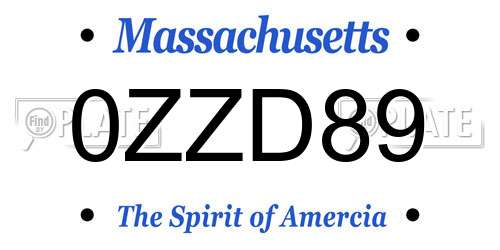 0ZZD89 Massachusetts License Plate