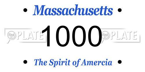 1000 Massachusetts License Plate