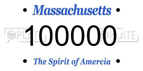 100000 Massachusetts License Plate