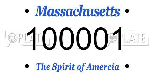 100001 Massachusetts License Plate