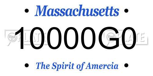 10000G0 Massachusetts License Plate