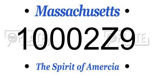 10002Z9 Massachusetts License Plate