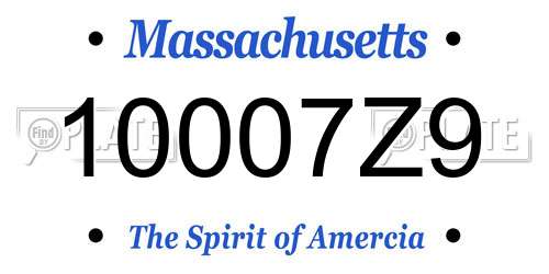 10007Z9 Massachusetts License Plate