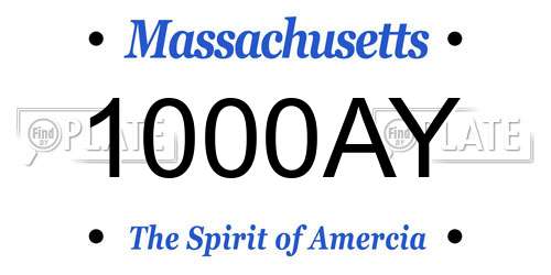 1000AY Massachusetts License Plate
