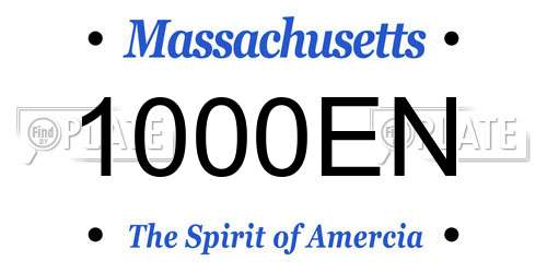 1000EN Massachusetts License Plate