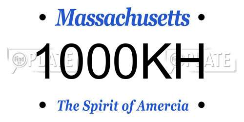 1000KH Massachusetts License Plate