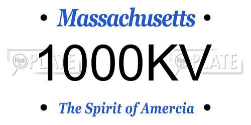 1000KV Massachusetts License Plate