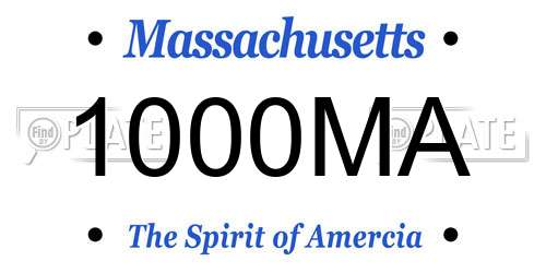 1000MA Massachusetts License Plate