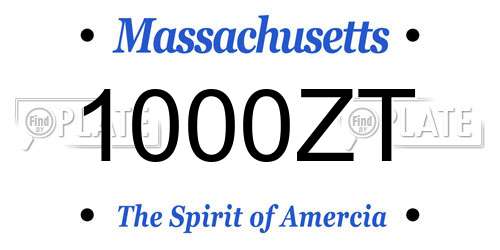 1000ZT Massachusetts License Plate