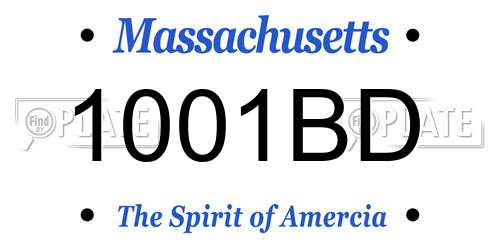 1001BD Massachusetts License Plate