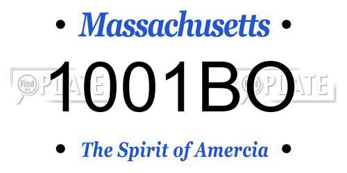 1001BO Massachusetts License Plate