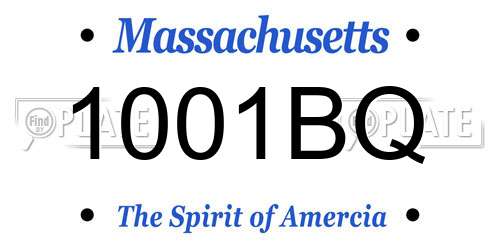 1001BQ Massachusetts License Plate