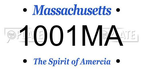 1001MA Massachusetts License Plate