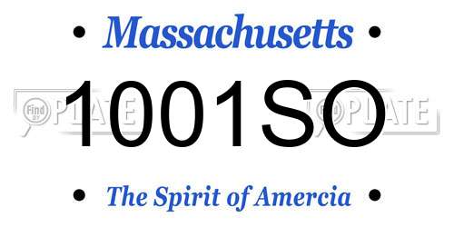 1001SO Massachusetts License Plate