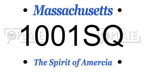 1001SQ Massachusetts License Plate