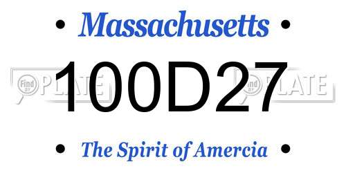 100D27 Massachusetts License Plate
