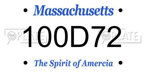 100D72 Massachusetts License Plate