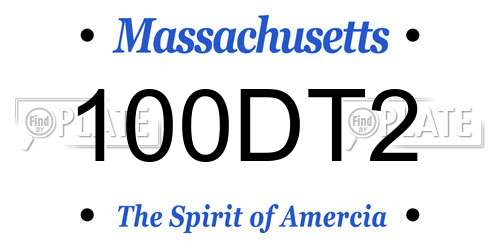 100DT2 Massachusetts License Plate