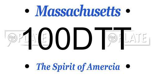 100DTT Massachusetts License Plate