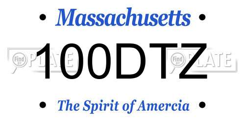 100DTZ Massachusetts License Plate