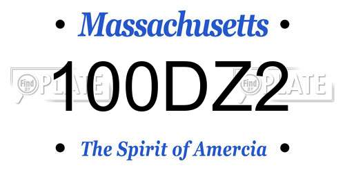 100DZ2 Massachusetts License Plate