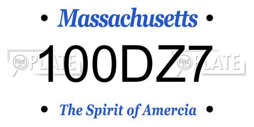 100DZ7 Massachusetts License Plate