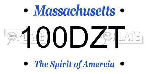 100DZT Massachusetts License Plate