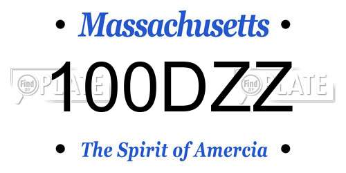 100DZZ Massachusetts License Plate