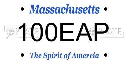 100EAP Massachusetts License Plate