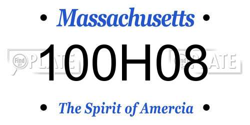 100H08 Massachusetts License Plate