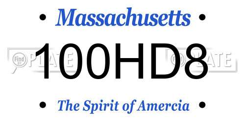 100HD8 Massachusetts License Plate