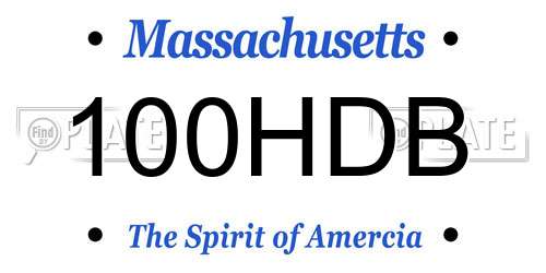100HDB Massachusetts License Plate