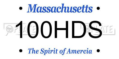 100HDS Massachusetts License Plate