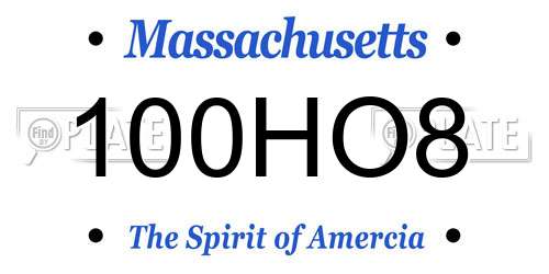 100HO8 Massachusetts License Plate