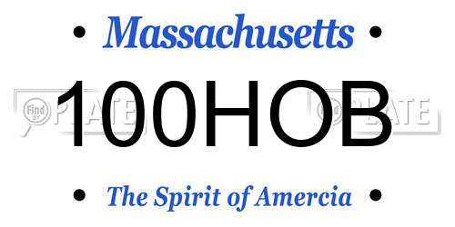 100HOB Massachusetts License Plate