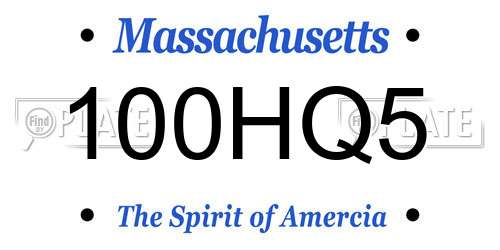 100HQ5 Massachusetts License Plate