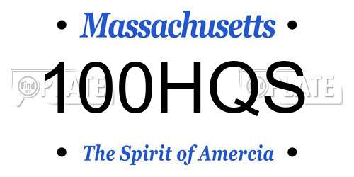 100HQS Massachusetts License Plate