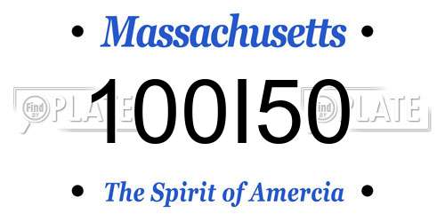 100I50 Massachusetts License Plate