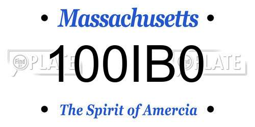100IB0 Massachusetts License Plate