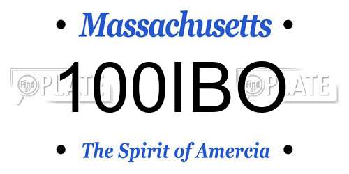 100IBO Massachusetts License Plate