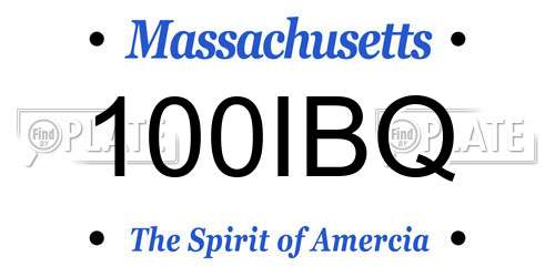 100IBQ Massachusetts License Plate