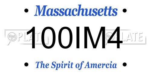 100IM4 Massachusetts License Plate