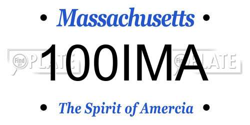 100IMA Massachusetts License Plate