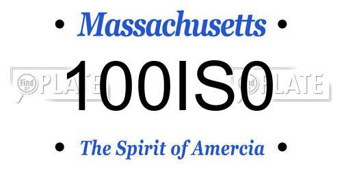 100IS0 Massachusetts License Plate