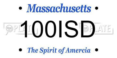 100ISD Massachusetts License Plate