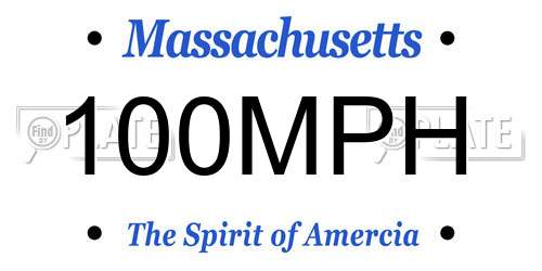 100MPH Massachusetts License Plate