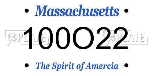 100O22 Massachusetts License Plate