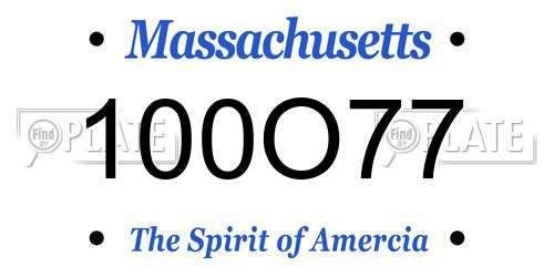 100O77 Massachusetts License Plate