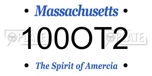 100OT2 Massachusetts License Plate