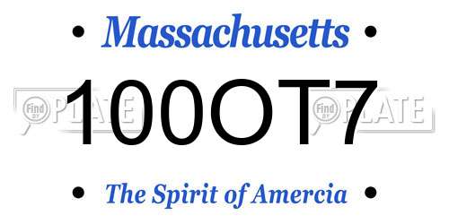 100OT7 Massachusetts License Plate